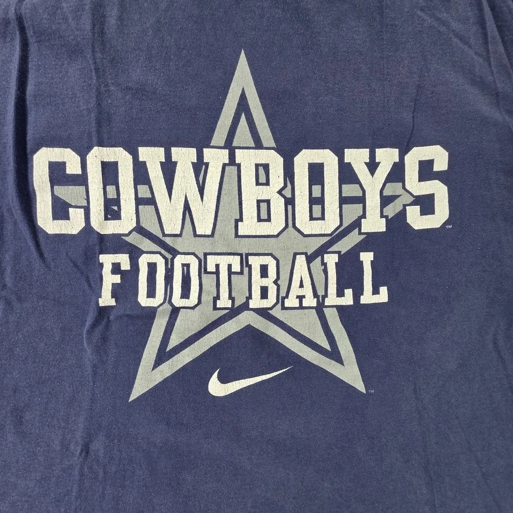 Vintage Nike Dallas Cowboys T Shirt Men Med XL Blue Faded NFL Football Pro Line
